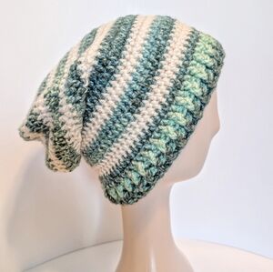 NEW, Slouchy crochet striped beanie, handmade